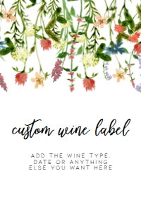 BotanicalWineLabel3x2: Botanical Floral Wine Labels, Printable Wine Labels, Custom Wine Labels, Corjl Template, Floral Wine Label, Wildflower Wine Label, Wine Tags