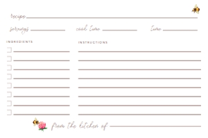 Bee Recipe Cards, Bumble Bee Recipe Card, Country Themed Recipe Cards, Corjl Template, Instant Download, Printable Recipe Card, DIY File design preview