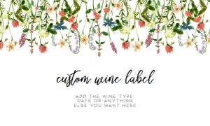 BotanicalWineLabel5x3: Botanical Floral Wine Labels, Printable Wine Labels, Custom Wine Labels, Corjl Template, Floral Wine Label, Wildflower Wine Label, Wine Tags