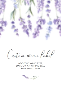 LavenderwineLabel2x3: Lavender Wine Labels, Printable Wine Label, Custom Wine Labels, Corjl Template, Purple Floral Wine Label, Lavender Champagne Label, Wine Tag