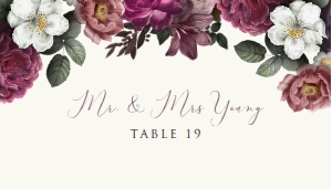 Dark Plum Purple Placement Cards, Escort Card, Place Card Template, Wedding Table Card, Name Card, Purple Floral Place Cards, Corjl Template design preview