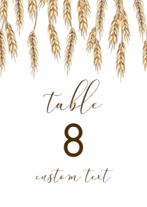 WheatBridalTableCards5x7: Rustic Wheat Table Number, Country Table Decor, Printable Table Number, Country Wheat Table Number, Rustic Country Themed, Corjl Template