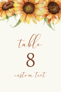 Sunflower Table Number, Country Floral Table Decor, Printable Table Number, Sunflower Table Number, Corjl Template, Country Sunflower Themed design preview