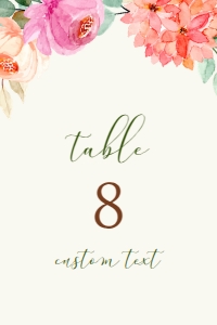 Autumn Floral Bridal Table Number, Peach Floral Table Decor, Printable Table Number, Pink Floral Table Number, Floral Themed, Corjl Template design preview