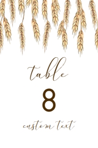 WheatBridalTableCard4x6: Rustic Wheat Table Number, Country Table Decor, Printable Table Number, Country Wheat Table Number, Rustic Country Themed, Corjl Template