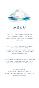 Sailing Food Menu, Nautical Themed Dinner Menu, Food Menu, Dinner Menu, Editable Dinner Menu, Instant Download, Printable, Corjl Template design preview