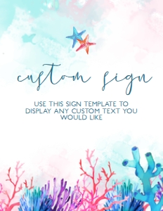 Coral Reef Custom Signs, Beach Party Sign, Editable Party Sign, Instant Download, Bridal Shower Signs, Beach Themed Signs, Tropical Signs design preview