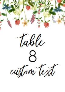 BotanicalTableCard5x7: Botanical Floral Bridal Table Number, Wildflowers Table Decor, Printable Table Number, Floral Table Number, Boho Floral, Corjl Template