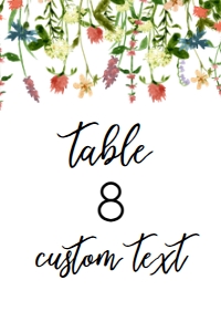 BotanicalTableCard4x6: Botanical Floral Bridal Table Number, Wildflowers Table Decor, Printable Table Number, Floral Table Number, Boho Floral, Corjl Template