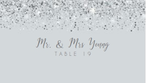 Silver Glitter Bridal Place Card, Silver Table Card, Glam Style Escort Card, Glitter Name Card, Glam Themed, Corjl Template, Bling Themed design preview