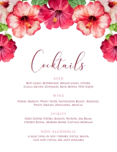 PinkHibiscusCocktailSign8x11: Tropical Cocktail Sign, Pink Floral Drink Menu, Hawaiian Printable Sign, Customizable Sign, Editable Sign, Instant Download, Corjl Template