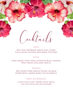 PinkHibiscusCocktails16x20: Tropical Cocktail Sign, Pink Floral Drink Menu, Hawaiian Printable Sign, Customizable Sign, Editable Sign, Instant Download, Corjl Template