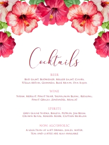 PinkHibiscusCocktail18x24: Tropical Cocktail Sign, Pink Floral Drink Menu, Hawaiian Printable Sign, Customizable Sign, Editable Sign, Instant Download, Corjl Template
