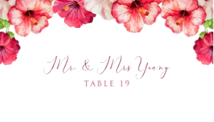 Tropical Floral Table Placement Cards, Pink Escort Cards, Place Card Template, Wedding Table Card, Name Card, Place Cards, Corjl Template design preview