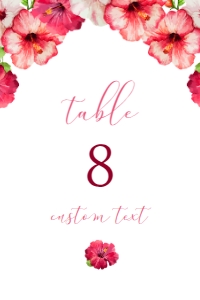 PInkHibiscusTableNumber4x6: Tropical Floral Table Number, Pink Floral Table Décor, Printable Table Number, Hibiscus Flower Table Number, Hawaiian Themed, Corjl Template