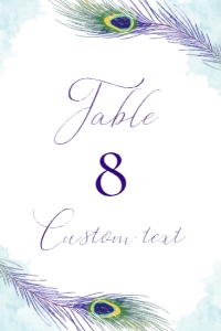 Peacock Table Number, Boho Peacock Table Decor, Printable Table Number, Purple Peacock Table Number, Corjl Template, Peacock Table Decor design preview