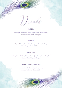 Peacock Cocktail Sign, Bar Menu, Menu Template, Editable Sign, Printable Bar Sign, Instant Download, Corjl Template, Boho Themed Drink Sign design preview