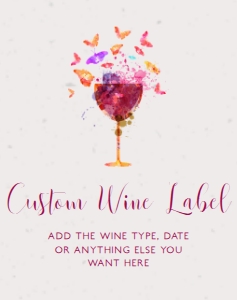 Butterfly Wine Label, Printable Wine Label, Custom Wine Label, Corjl Wine Label Template, Editable Red Wine Label, Butterfly Champagne Label design preview