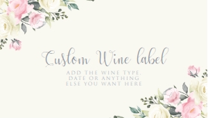 Pink Floral Wine Labels, Printable Wine Label, Custom Wine Labels, Corjl Template, Light Pink Floral Wine Label, Romantic Champagne Labels design preview