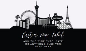 Las Vegas Wine Labels, Printable Wine Label, Custom Wine Labels, Corjl Wine Template, Black and White Wine Label, Vegas Champagne Label design preview