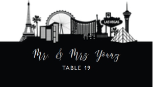 VegasEscortCard: Las Vegas Bridal Place Card, Black and White Table Card, Vegas Style Escort Card, Vegas Name Card, Las Vegas Themed, Corjl Card Template