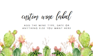 Cactus Wine Labels, Printable Wine Label, Custom Wine Labels, Corjl Template, Wine Label, Succulent Champagne Label, Wine Tasting Labels design preview