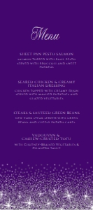 PurpleSilverQuinceMenu4x9: Purple and Silver Glitter Food Menu, Purple Dinner Menu, Food Menu, Dinner Menu, Editable Menu, Instant Download, Printable Menu, Corjl