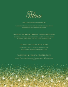Green and Gold Glitter Food Menu, Custom Food Menu, Green Dinner Menu, Editable Food Menu, Instant Download, Printable Menu, Corjl Template design preview