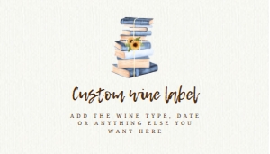 BlueBookWine3.5x2: Sunflower Book Wine Labels, Printable Wine Label, Custom Wine Labels, Corjl Template, Yellow Floral Wine Label, Book Club Champagne Labels