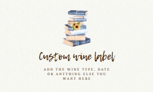 BlueBookWine5x3: Sunflower Book Wine Labels, Printable Wine Label, Custom Wine Labels, Corjl Template, Yellow Floral Wine Label, Book Club Champagne Labels