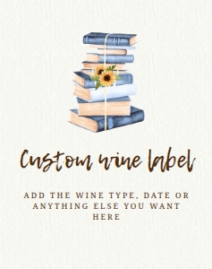 BlueBookwine3.75x4.75: Sunflower Book Wine Labels, Printable Wine Label, Custom Wine Labels, Corjl Template, Yellow Floral Wine Label, Book Club Champagne Labels