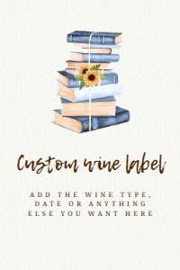 BlueBookWine2x3: Sunflower Book Wine Labels, Printable Wine Label, Custom Wine Labels, Corjl Template, Yellow Floral Wine Label, Book Club Champagne Labels