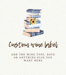 BlueBookWine3.5x4: Sunflower Book Wine Labels, Printable Wine Label, Custom Wine Labels, Corjl Template, Yellow Floral Wine Label, Book Club Champagne Labels