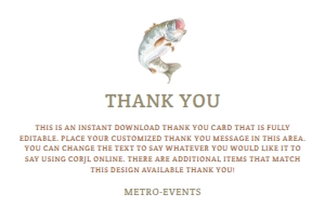 Gone Fishing Thank You Cards, Blue and White Thank You Notes, Fishing Themed Thank You Card, Custom Thank You Card, Thank You Note, Corjl design preview
