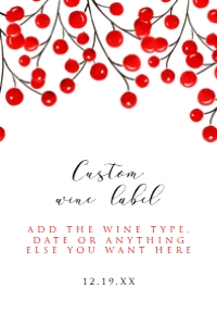 BerriesChristmas2x3: Holiday Wine Label, Printable Wine Label, Christmas Wine Label, Corjl Template, Red Wine Label, Red Berry Champagne Label, Cocktail Party