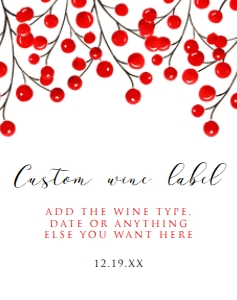 BerriesChristmas3.75x4.75: Holiday Wine Label, Printable Wine Label, Christmas Wine Label, Corjl Template, Red Wine Label, Red Berry Champagne Label, Cocktail Party
