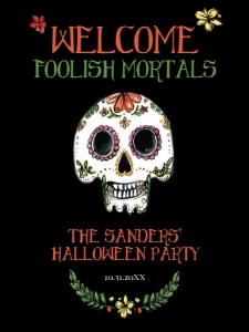 HalloweenSugarSkullWelcome18x24: Sugar Skull Halloween Welcome Signs, Day of the Dead Halloween Signs, Sugar Skull Signs, Party Signs, Halloween Signs, Printable Party Signs