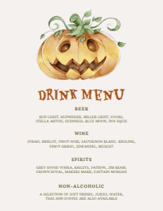 CutePumpkinHalloweenDrinkMenu8x11: Little Pumpkin Drink Sign, Halloween Party Sign, Pumpkin Themed Signs, Halloween Party Sign, Halloween Decor, Halloween Sign, Printable Sign