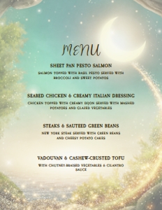 Enchanted Dinner Menu, Forrest Menu, Food Menu, Enchanted Themed Menu, Instant Download, Printable Menu, Corjl Template, Magical Themed Menu design preview