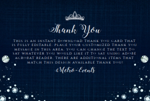 DarkDenimDiaThankYou: Denim and Diamond Thank You Cards, Navy and Silver Thank You Notes, Diamond Thank You Card, Custom Thank You Card, Thank You Note, Corjl