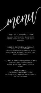 Minimalist Black and Silver Dinner Menu, Custom Menu, Elegant Food Menu, Glam Dinner Menu, Instant Download, Printable Menu, Corjl Template design preview