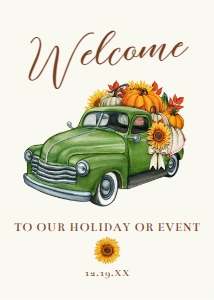 Fall Harvest  Welcome Signs, Old Truck Signs, Thanksgiving Sign, Printable Sign, Instant Download, Welcome Sign, Editable Sign, Pumpkin Sign design preview