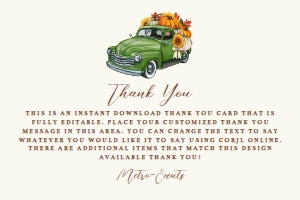 Fall Harvest Thank You Cards, Old Truck Thank You Notes, Fall Themed Thank You Cards, Thank You Cards, Printable, Instant Download, Corjl design preview