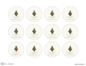 Rustic Christmas Tree Favor Tag, Round Gift Tags, Editable Gift Label, Holiday Favor Tag, Christmas Gift Tag, Corjl Template, Cupcake Topper design preview