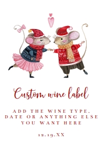 First Christmas Together Wine Label, Christmas Wine Label, Wine Label Template, Wine Label, Holiday Champagne Labels, Holiday Mice Labels design preview