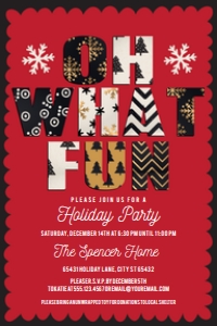 Oh What FunInvite4x6: Printable Christmas Invitation Set, Christmas Invitation Bundle, Holiday Party Kit, Editable Invite Kit, Printable Holiday Party Invite Kit
