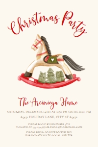 Holiday Party Invitations, Rocking Horse Editable Template, Printable Invitation, Holiday Party Invitations, Corjl Template, Old Toys Themed design preview