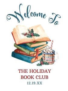 ChristmasBookClubWelcome18x24: Vintage Christmas Welcome Signs, Printable Welcome Sign, Corjl Template, Instant Download, Holiday Book Club Sign, Christmas Book Club Signs