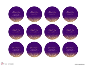 purpleGoldRoundTags: Purple and Gold Glitter Favor Tag, Round Gift Tags, Editable Gift Labels, Printable Favor Tag, Gift Tag, Corjl Template, Gold Glam Favor Tag