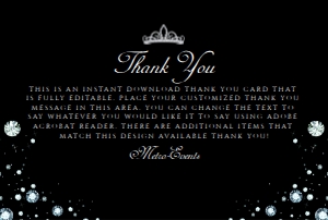 Diamond Thank You Card, Diamond Themed Thank You Note, Diamond Thank You Card, Custom Thank You Card, Diamond Thank You Note, Corjl Template design preview